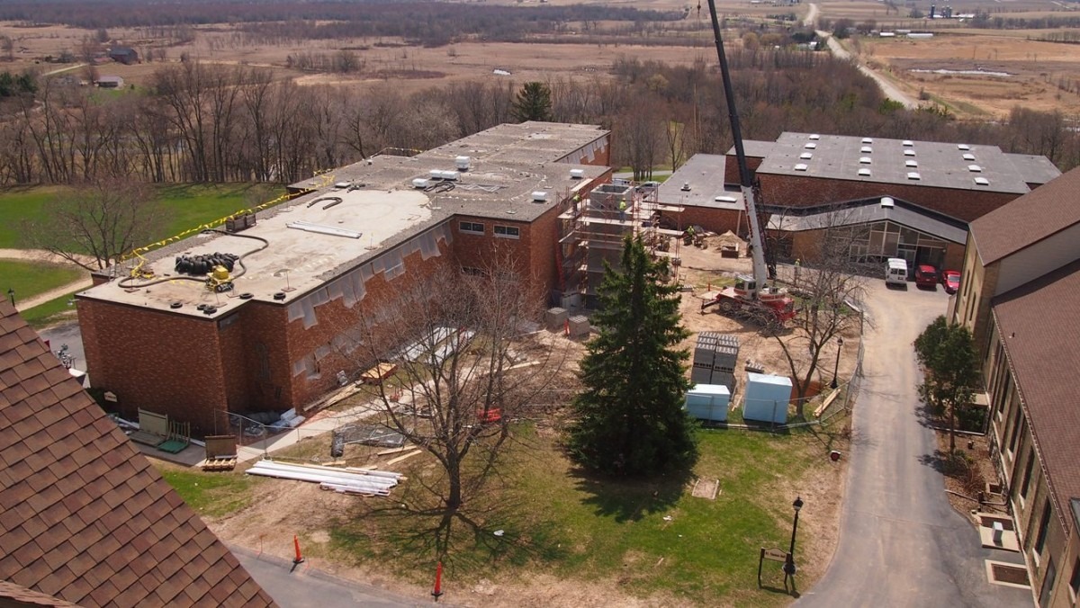 Early renovations to exterior of Saint Anthony Hall 