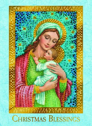 Mary holding baby Jesus( Blue)